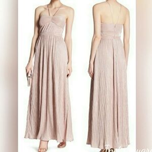 Laundry by Shelli Segal pink metallic maxi dress